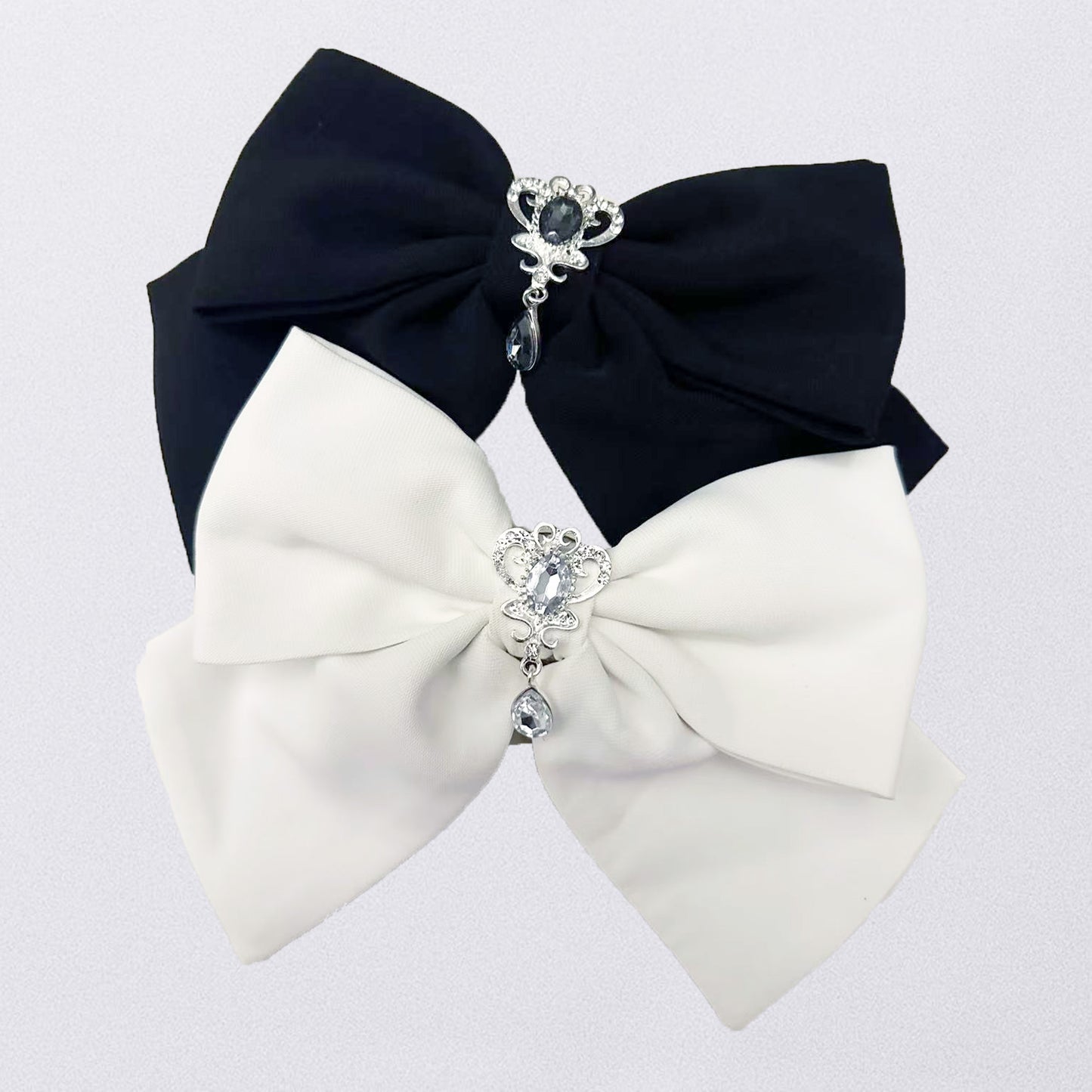 【Faded Lullaby】"Reve" 2-way wear rhinestone bow in 2 colors HANDMADE【preorder】