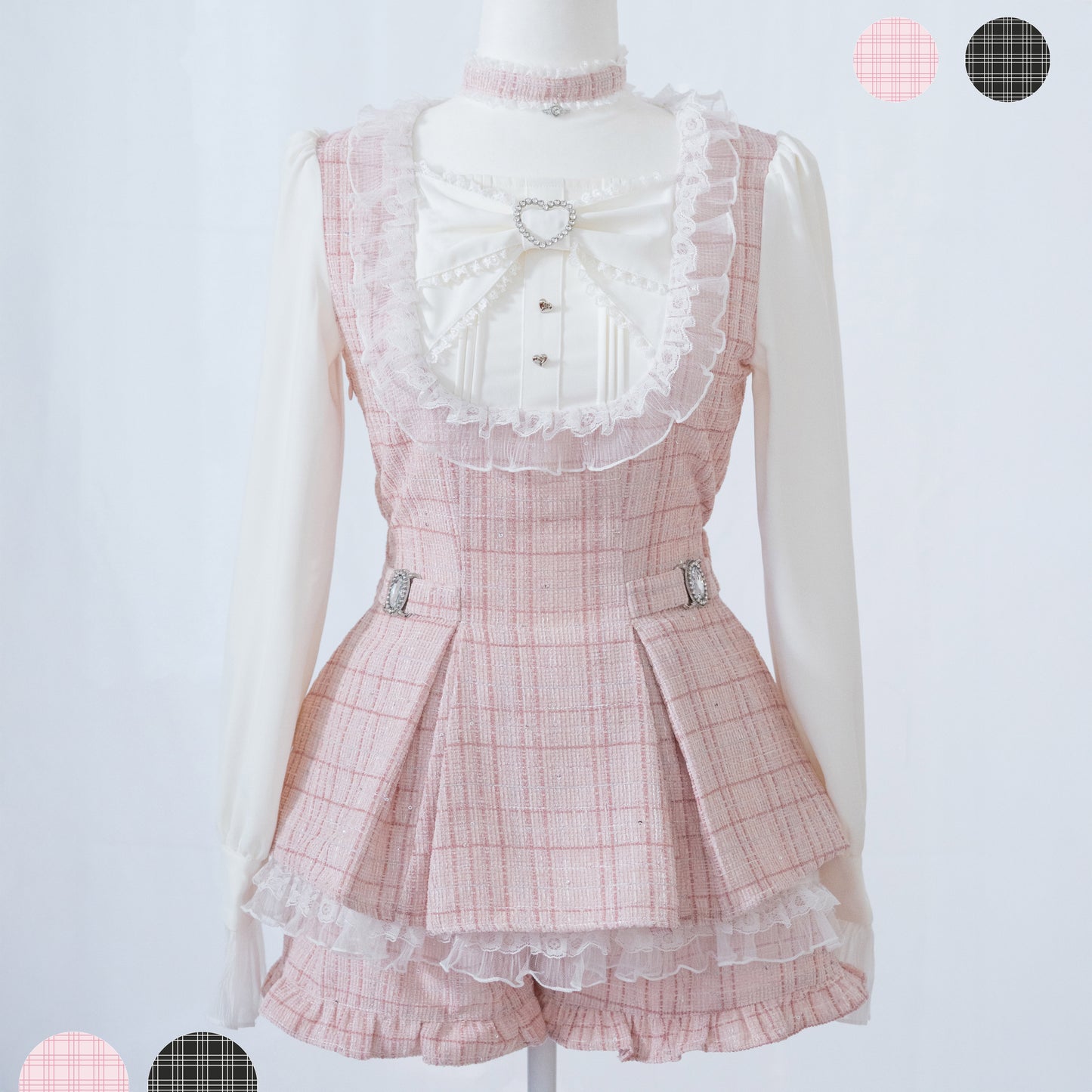 【Otome】"Yuki" setup, choker top and shorts set in 2 colors