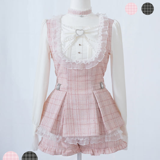 【Otome】"Yuki" setup, choker top and shorts set in 2 colors