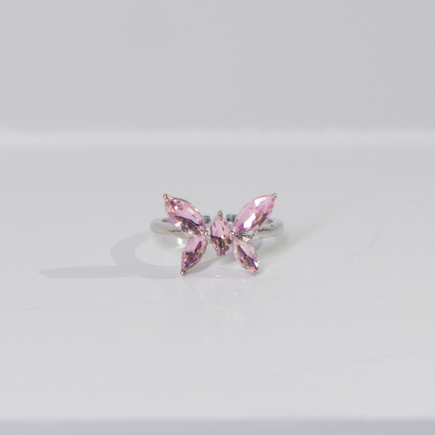 "Butterfly" pink rhinestone ring (jirai-kei, lolita, kawaii)