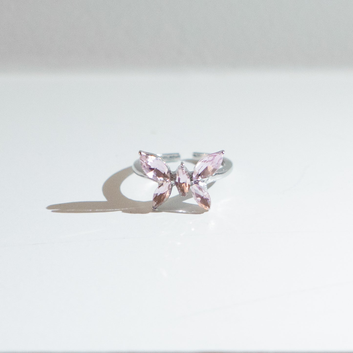 "Butterfly" pink rhinestone ring (jirai-kei, lolita, kawaii)