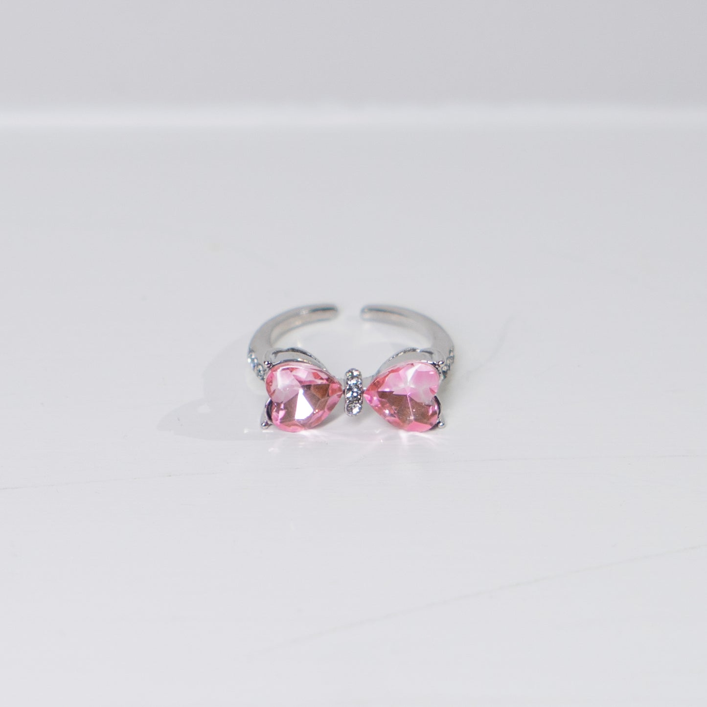 "Bonding" pink rhinestone bowtie ring (jirai-kei, lolita, kawaii)