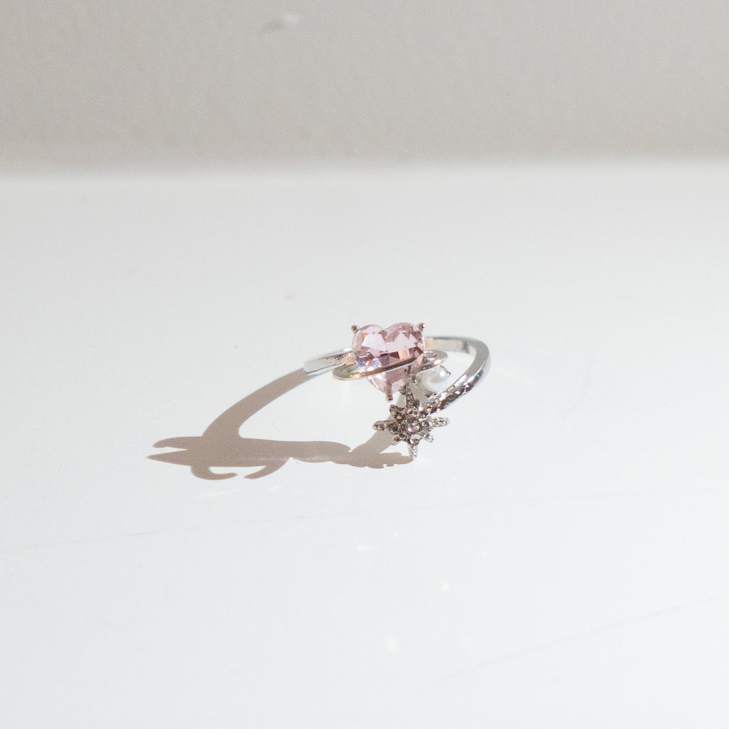 "Love galaxy" pink rhinestone heart ring (jirai-kei, lolita, kawaii)