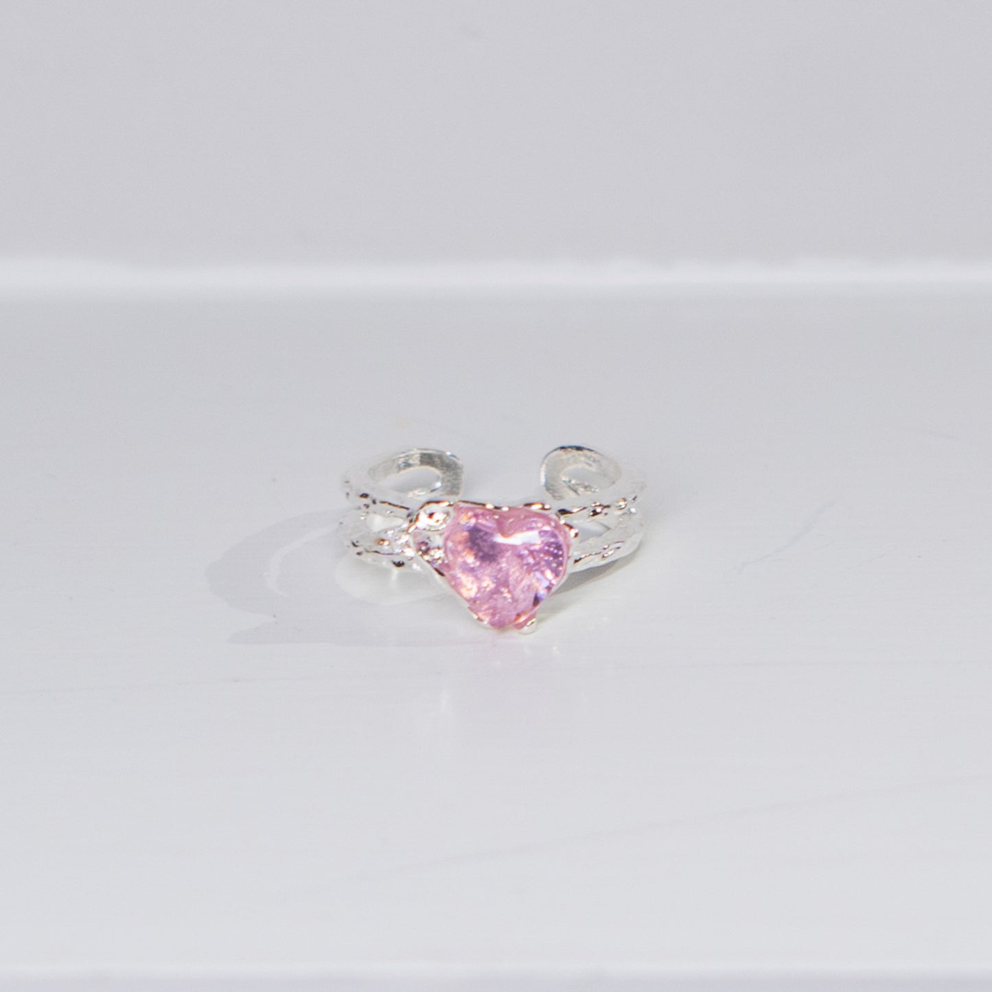 "Melted" pink rhinestone heart ring (jirai-kei, lolita, kawaii)