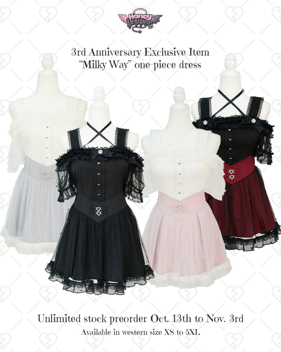 【Anniversary】"Milky Way" one-piece dress in 4 colors【preorder】